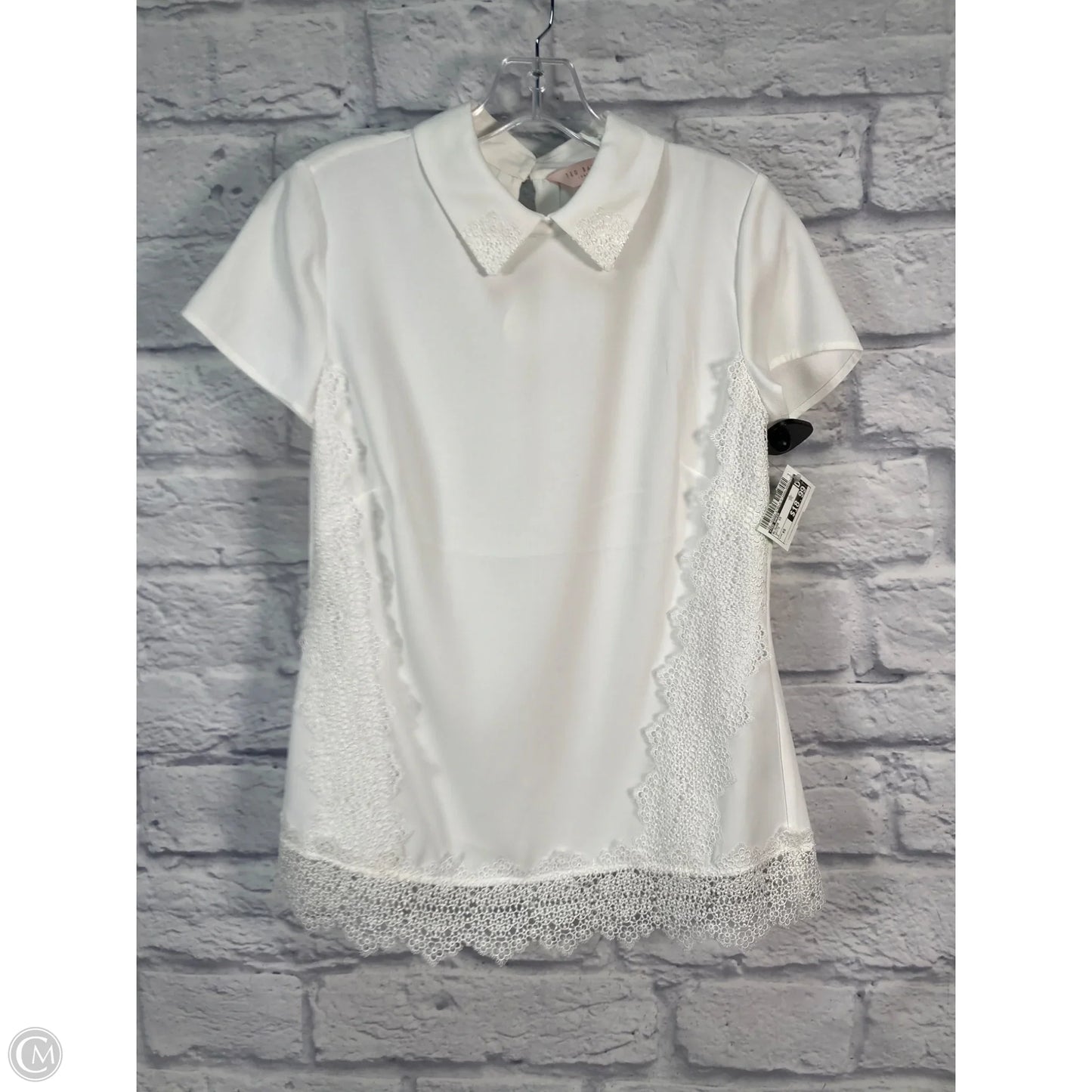 Blouse Short Sleeve By Ted Baker In White, Size: Xs