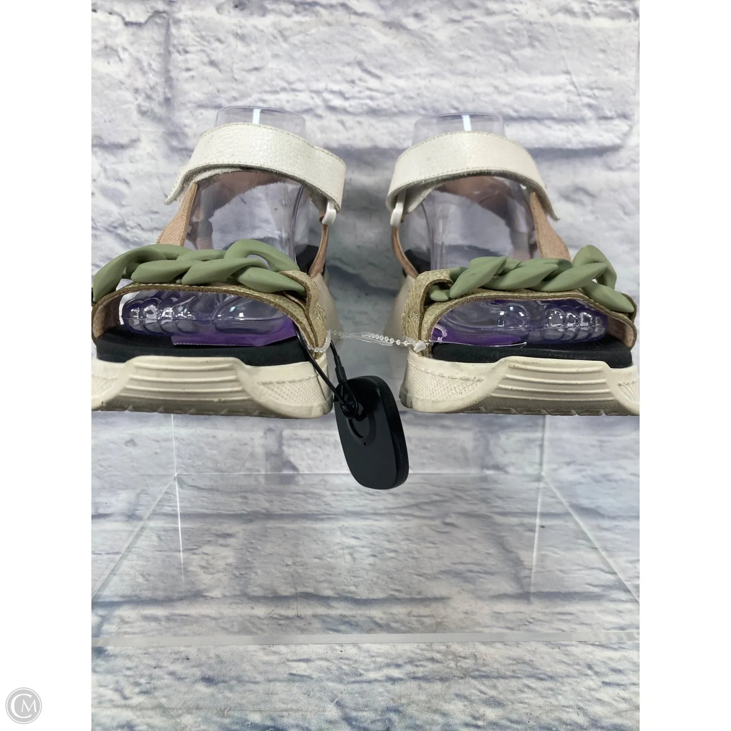 Sandals Heels Platform By Clothes Mentor In Green & Tan, Size: 8.5