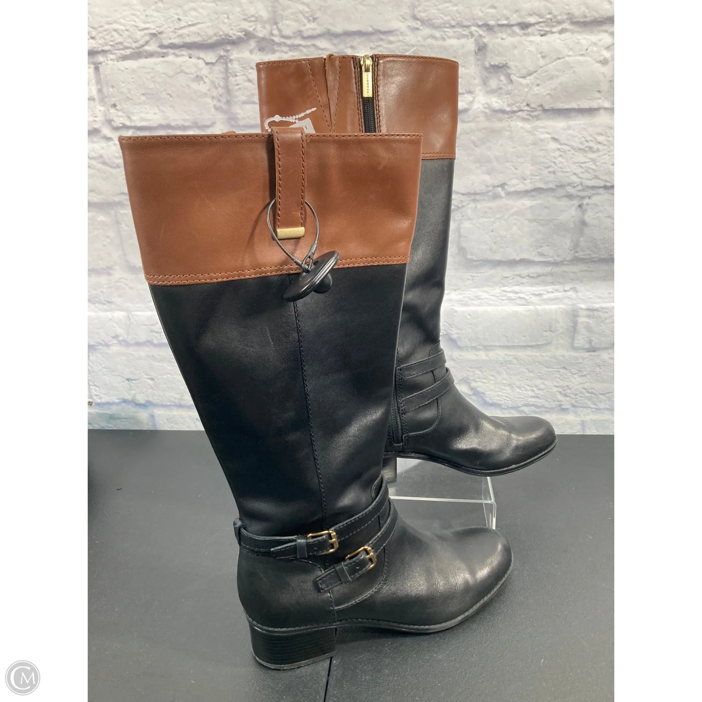 Boots Leather By Bandolino In Black & Brown, Size: 8.5
