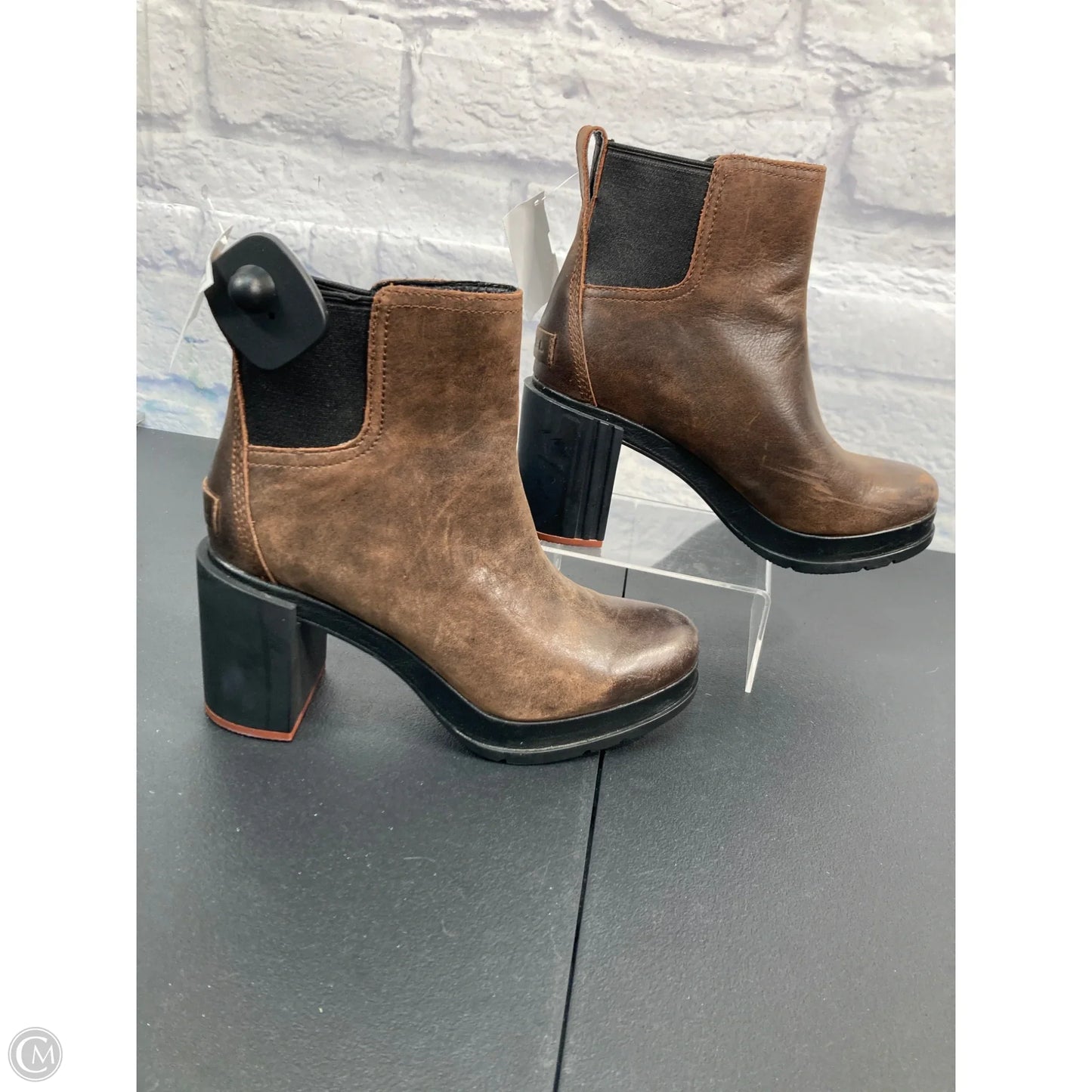 Boots Ankle Heels By Sorel In Brown, Size: 8