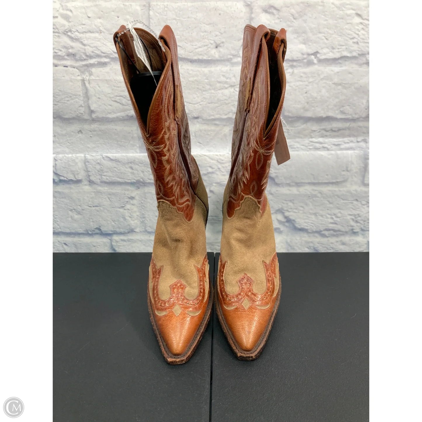Boots Mid-calf Heels By Clothes Mentor In Brown, Size: 9