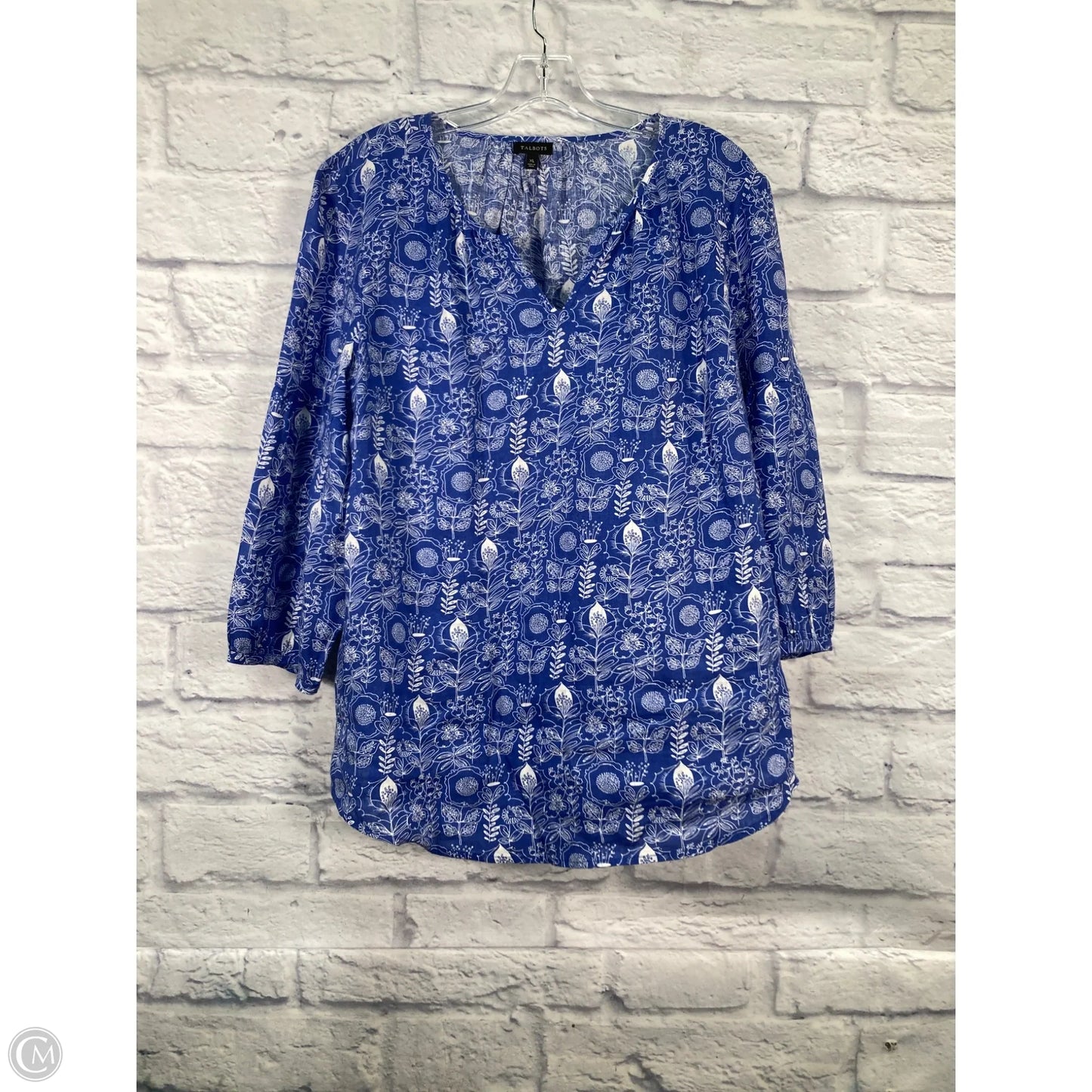 Top 3/4 Sleeve By Talbots In Blue, Size: Xl