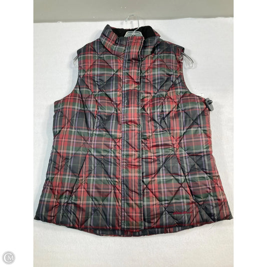 Vest Puffer & Quilted By Eddie Bauer In Plaid Pattern, Size: L