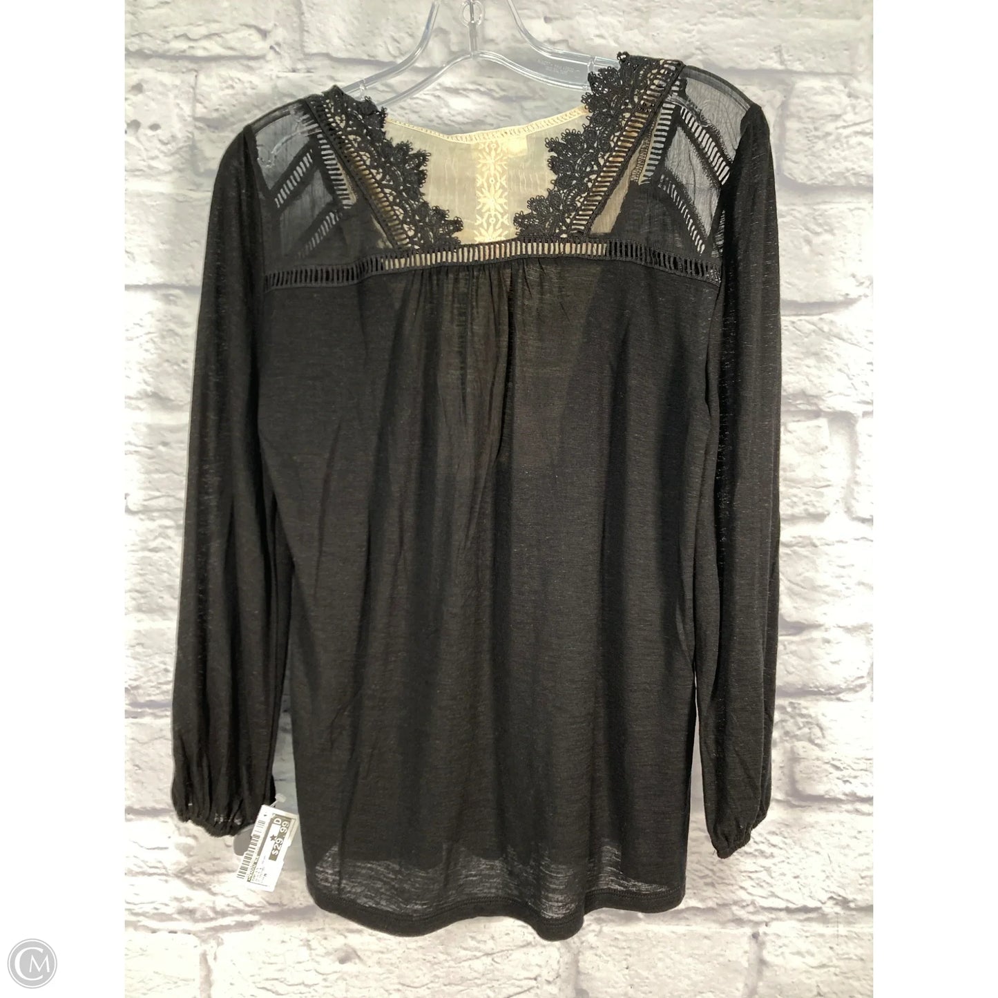 Top Long Sleeve By Meadow Rue In Black & Cream, Size: M