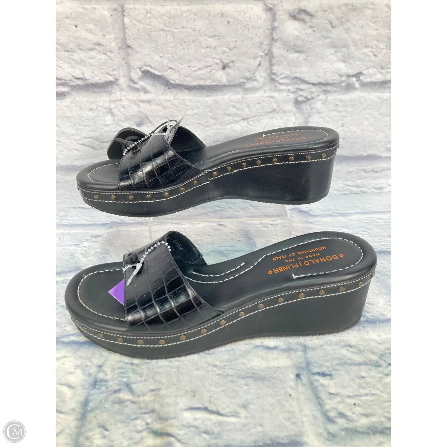 Sandals Heels Wedge By Donald Pliner In Black, Size: 7.5