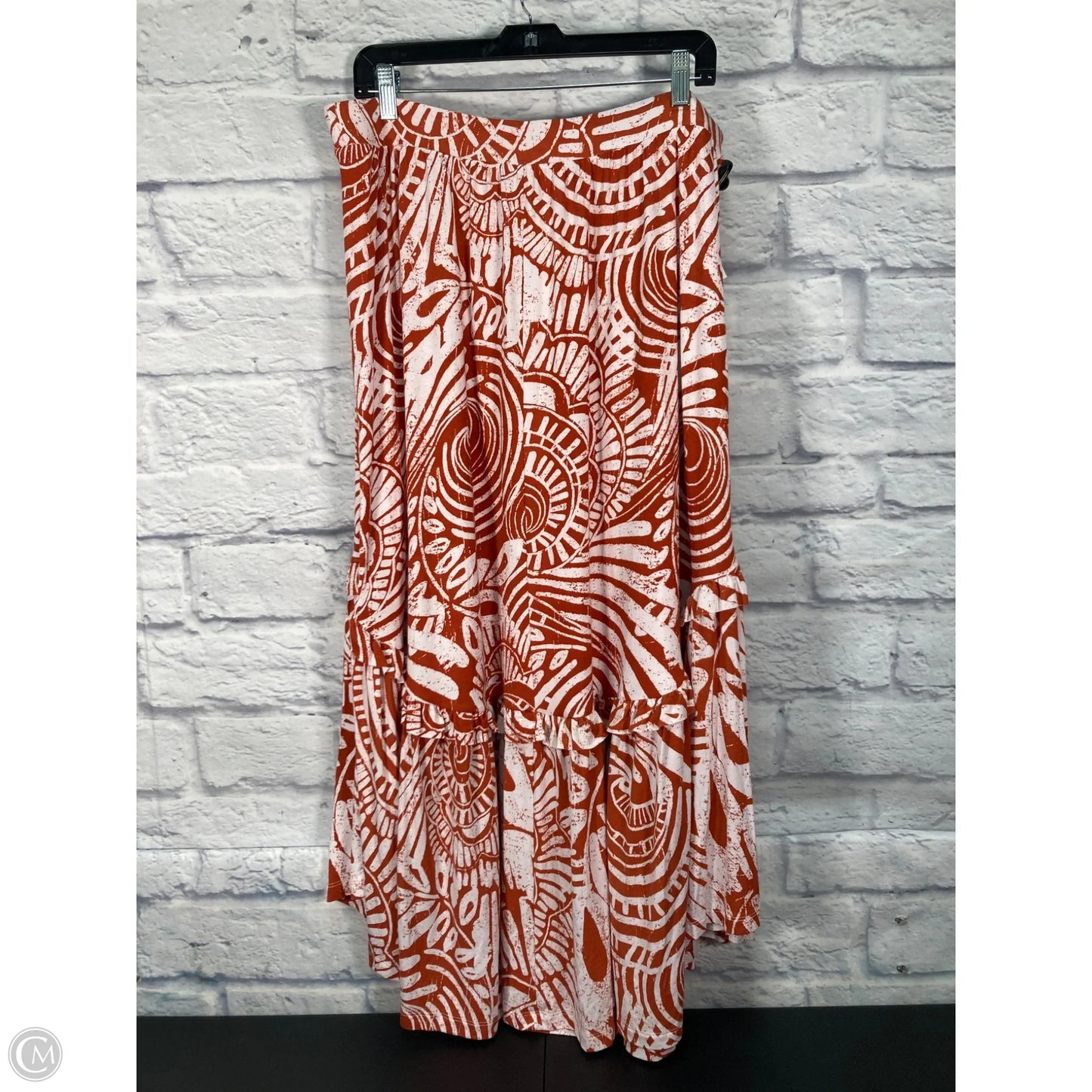 Skirt Maxi By Anthropologie In Cream & Orange, Size: Xl