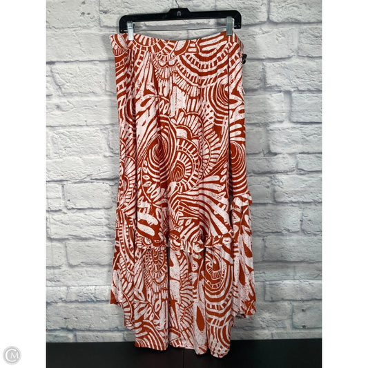 Skirt Maxi By Anthropologie In Cream & Orange, Size: Xl