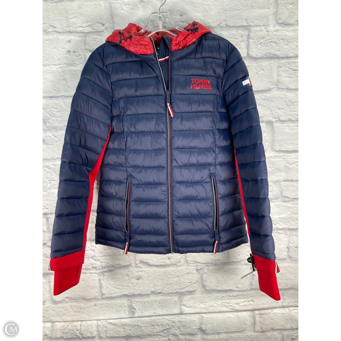 Jacket Puffer & Quilted By Tommy Hilfiger In Blue & Red, Size: S