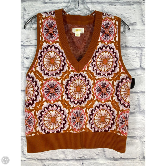 Vest Sweater By Maeve In Purple & Yellow, Size: M