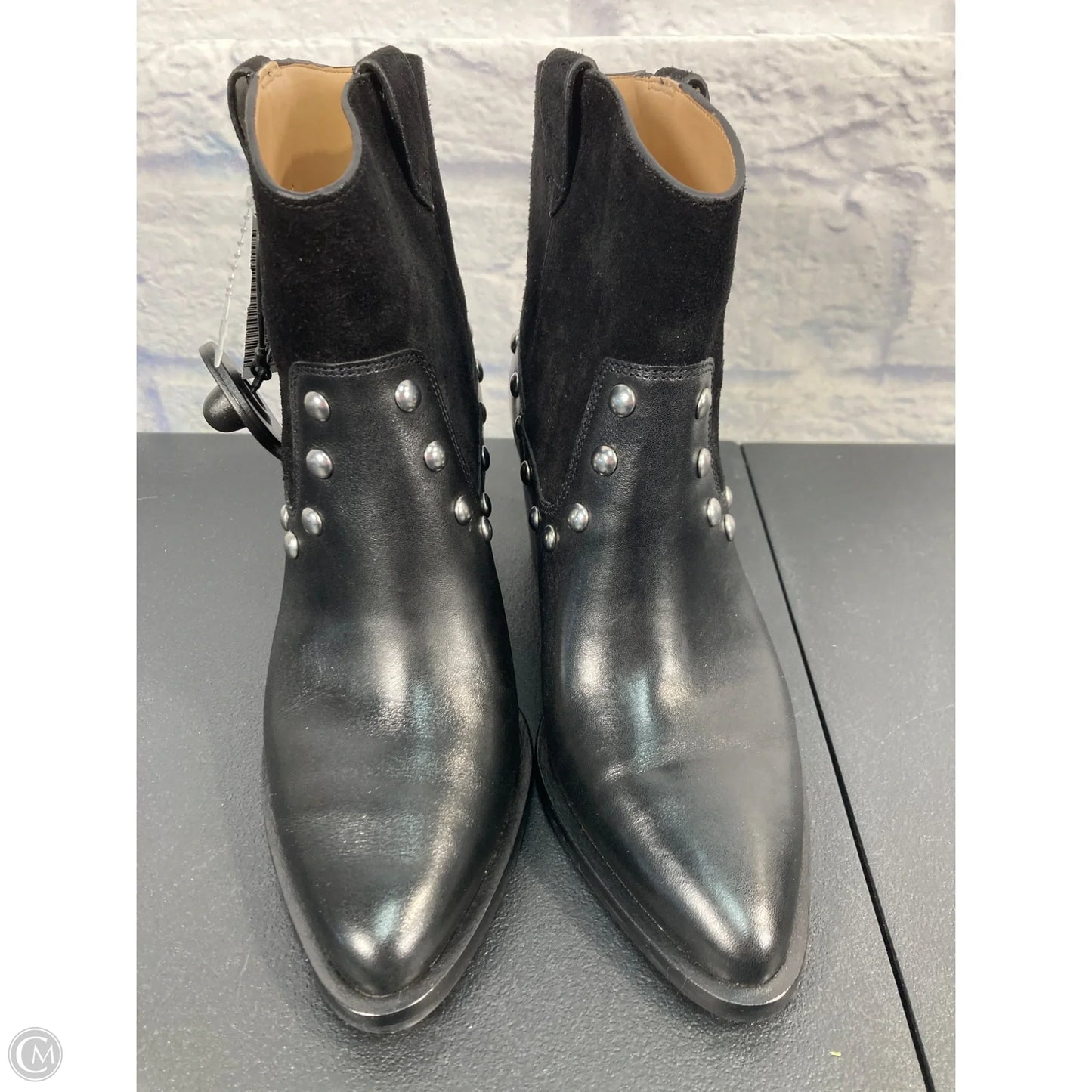 Boots Designer By Coach In Black & Silver, Size: 6