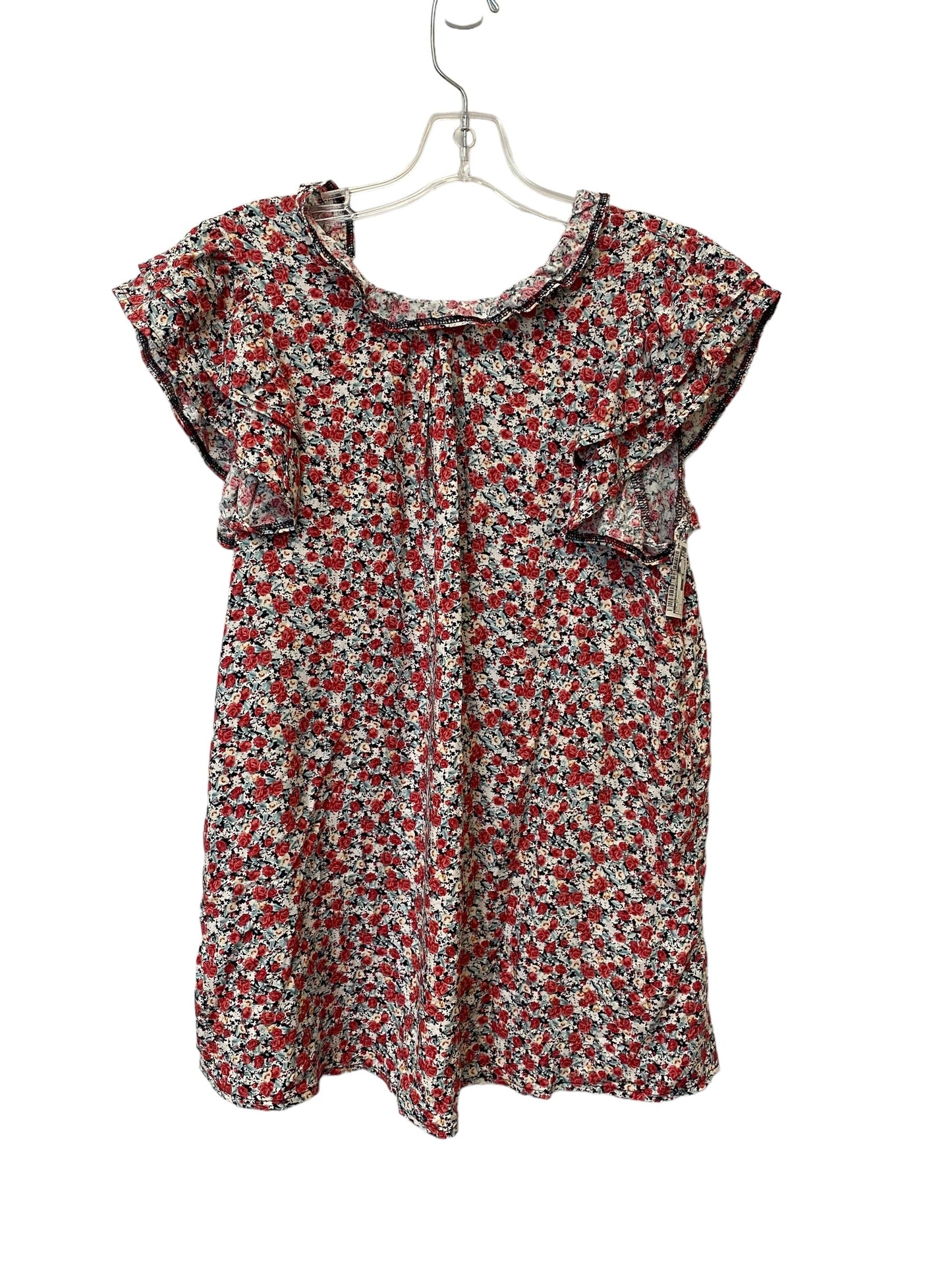 Floral Print Top Short Sleeve Clothes Mentor, Size S