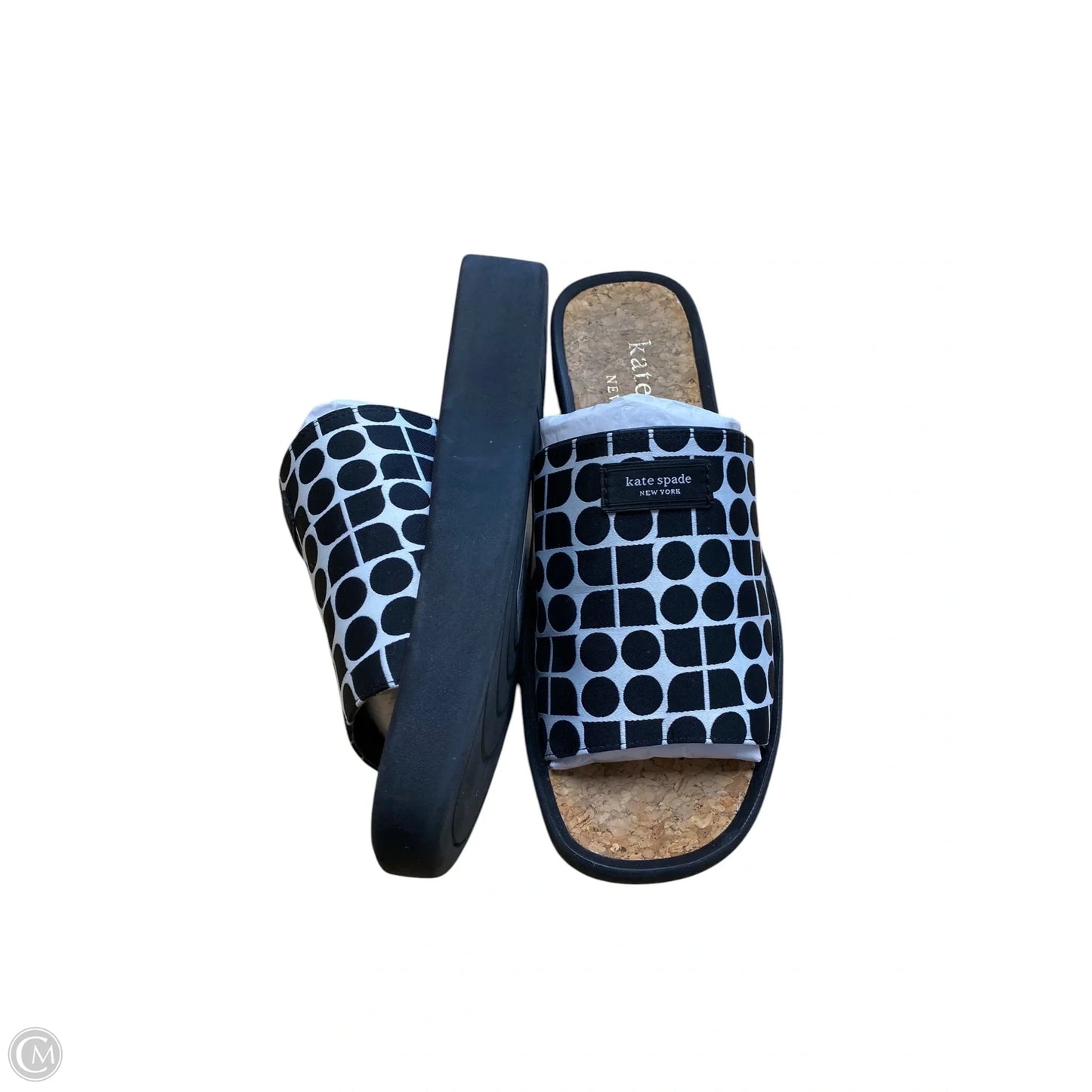 Sandals Designer By Kate Spade In Black & White, Size: 9