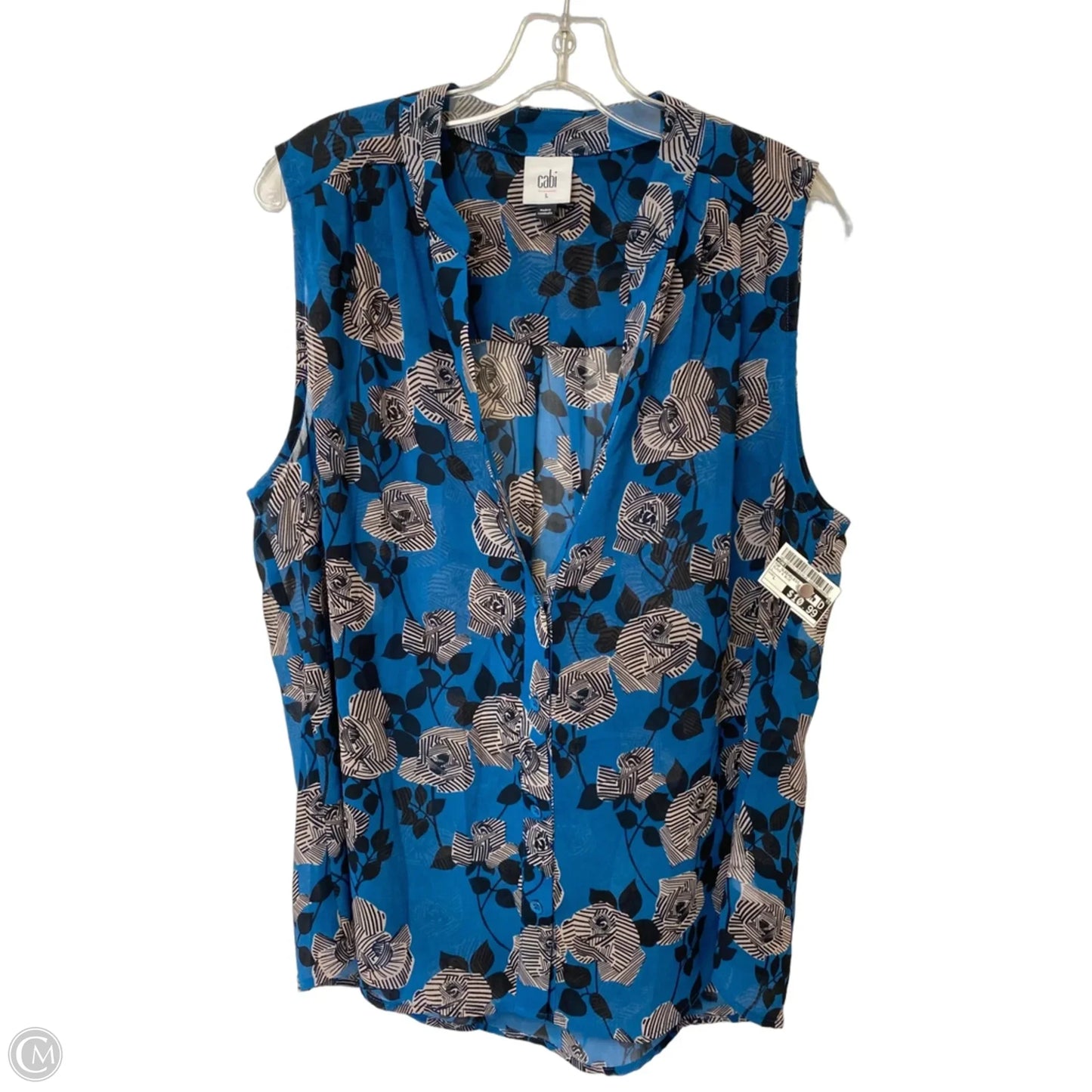 Top Sleeveless By Cabi In Black & Blue, Size: L