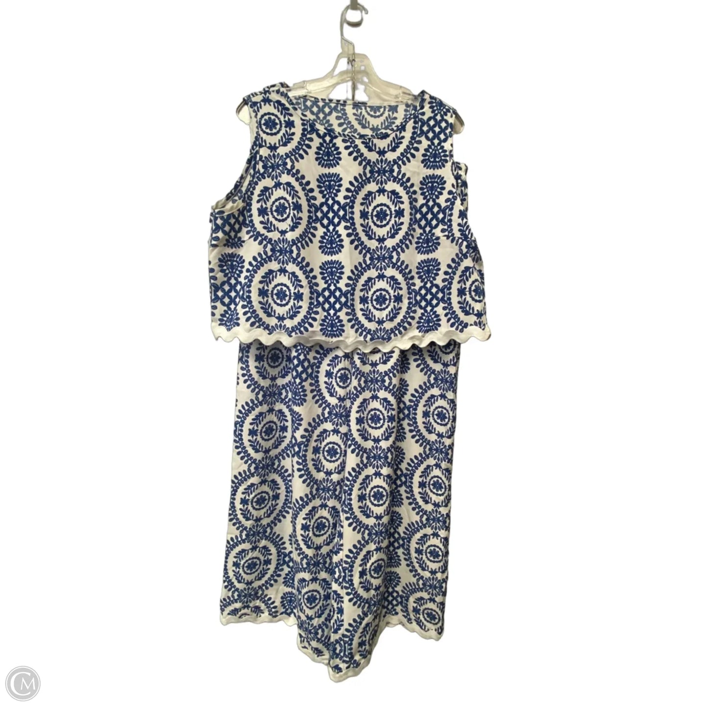Pants Set 2pc By Clothes Mentor In Blue & White, Size: 2x