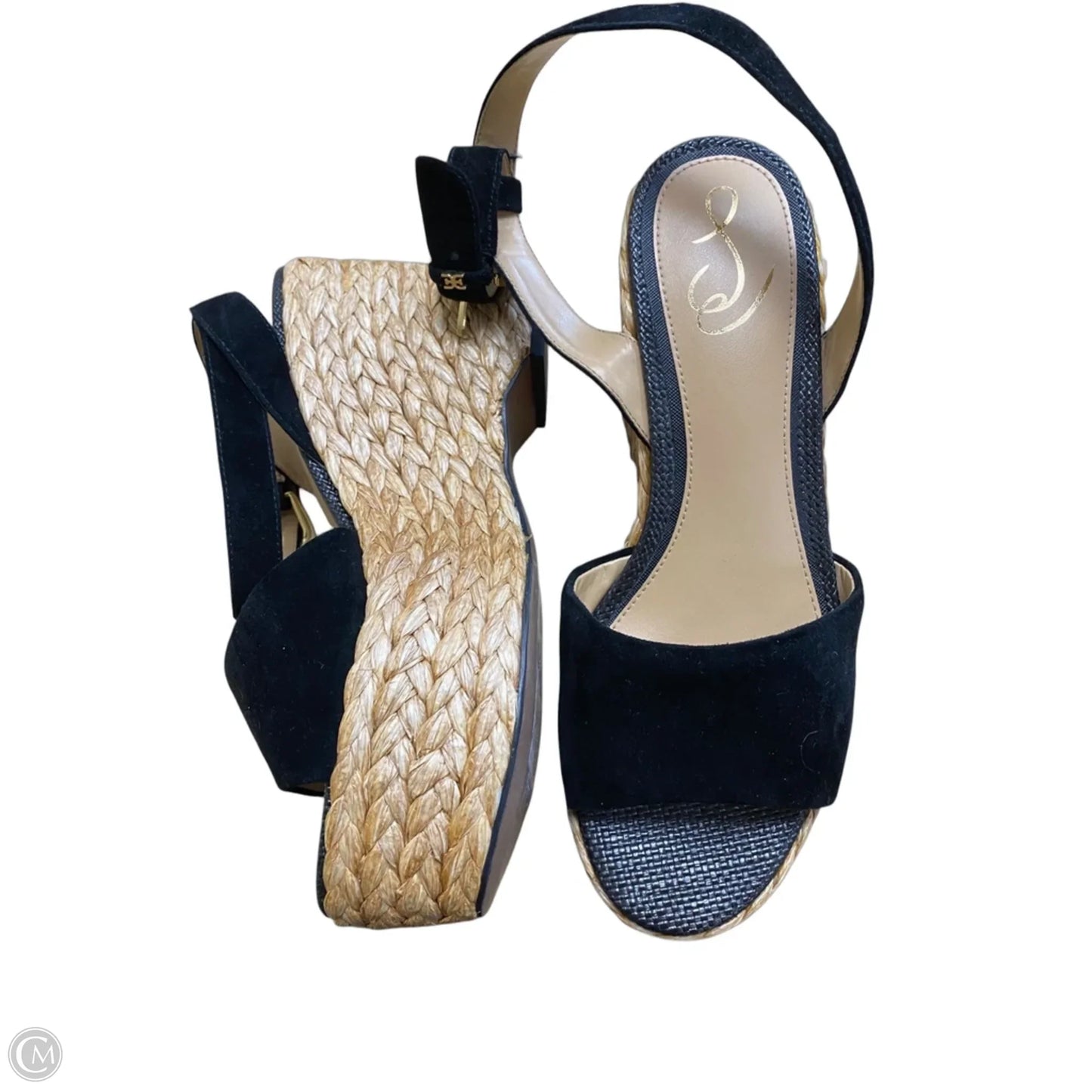 Sandals Heels Wedge By Sam Edelman In Black, Size: 8.5