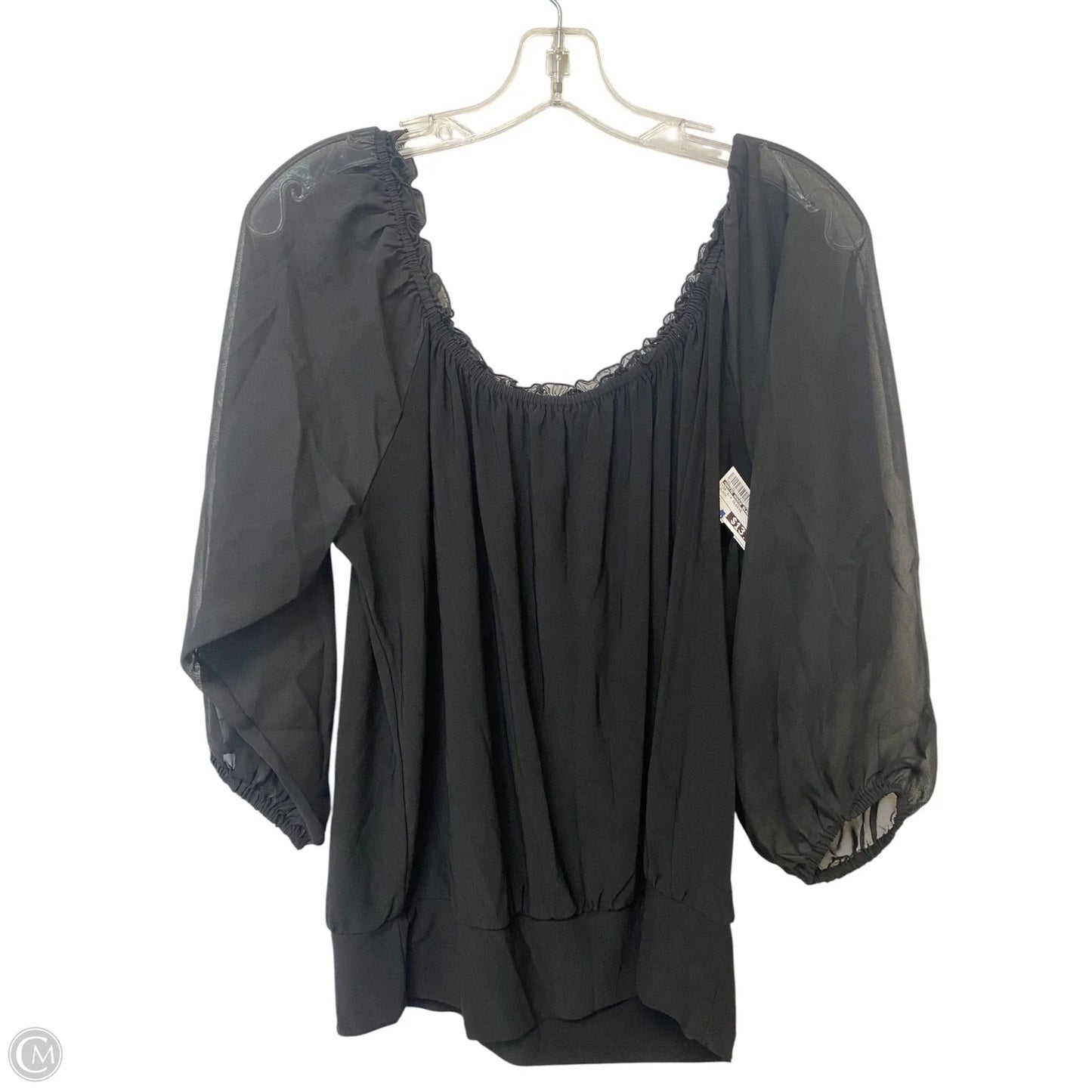 Top 3/4 Sleeve By White House Black Market In Black, Size: L