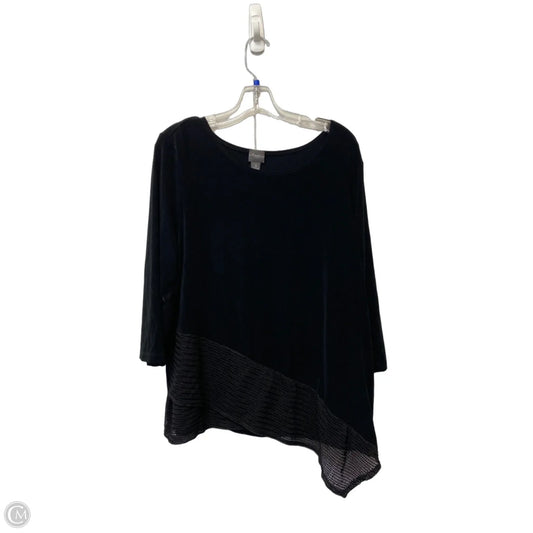 Top 3/4 Sleeve By Chicos In Black, Size: 3x