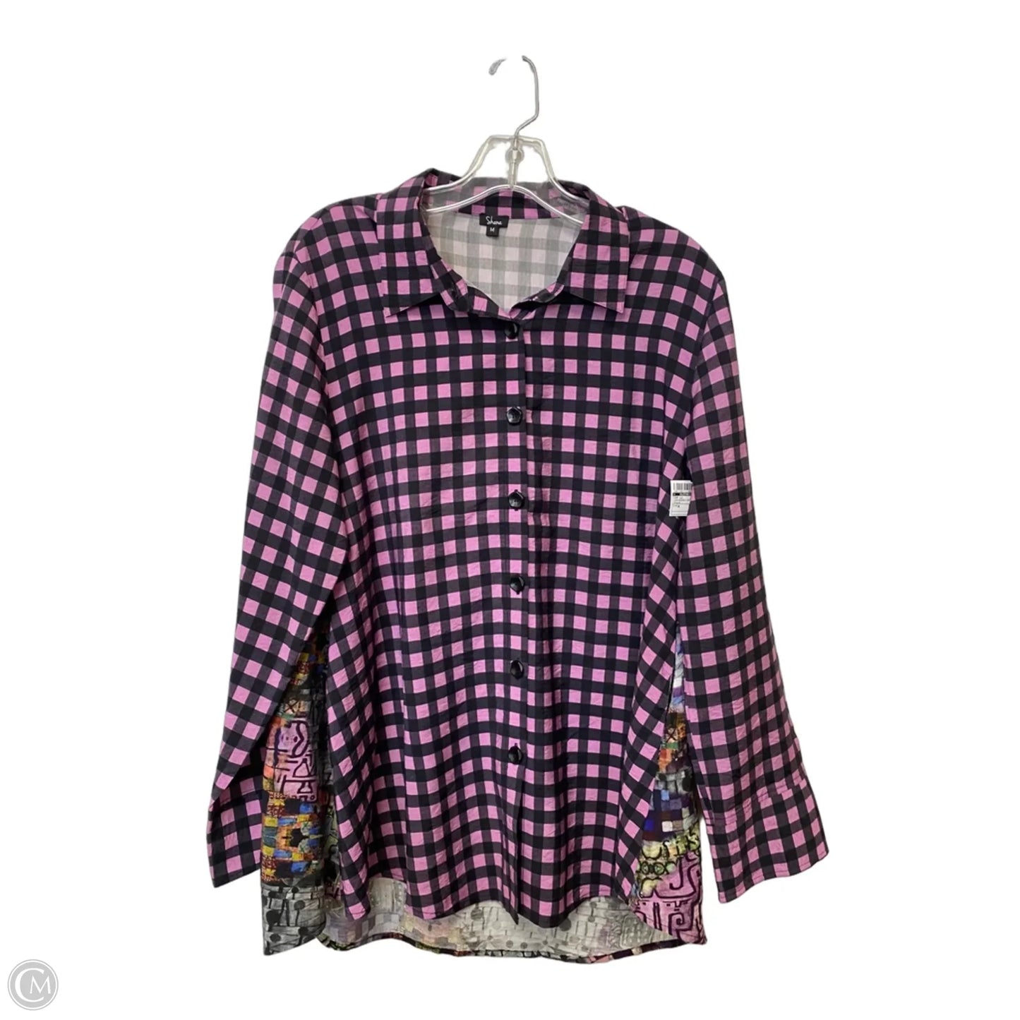 Top Long Sleeve By Clothes Mentor In Checkered Pattern, Size: M