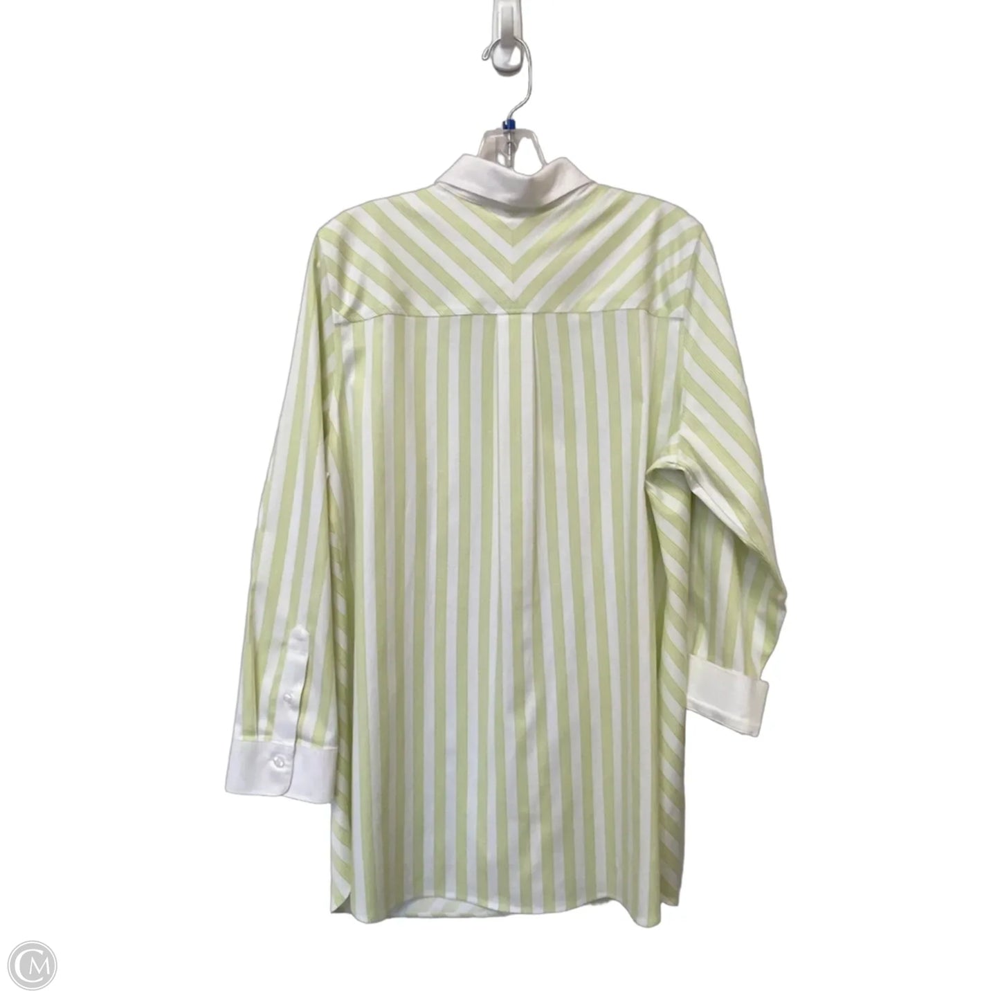 Top Long Sleeve By Chicos In Green & White, Size: 2
