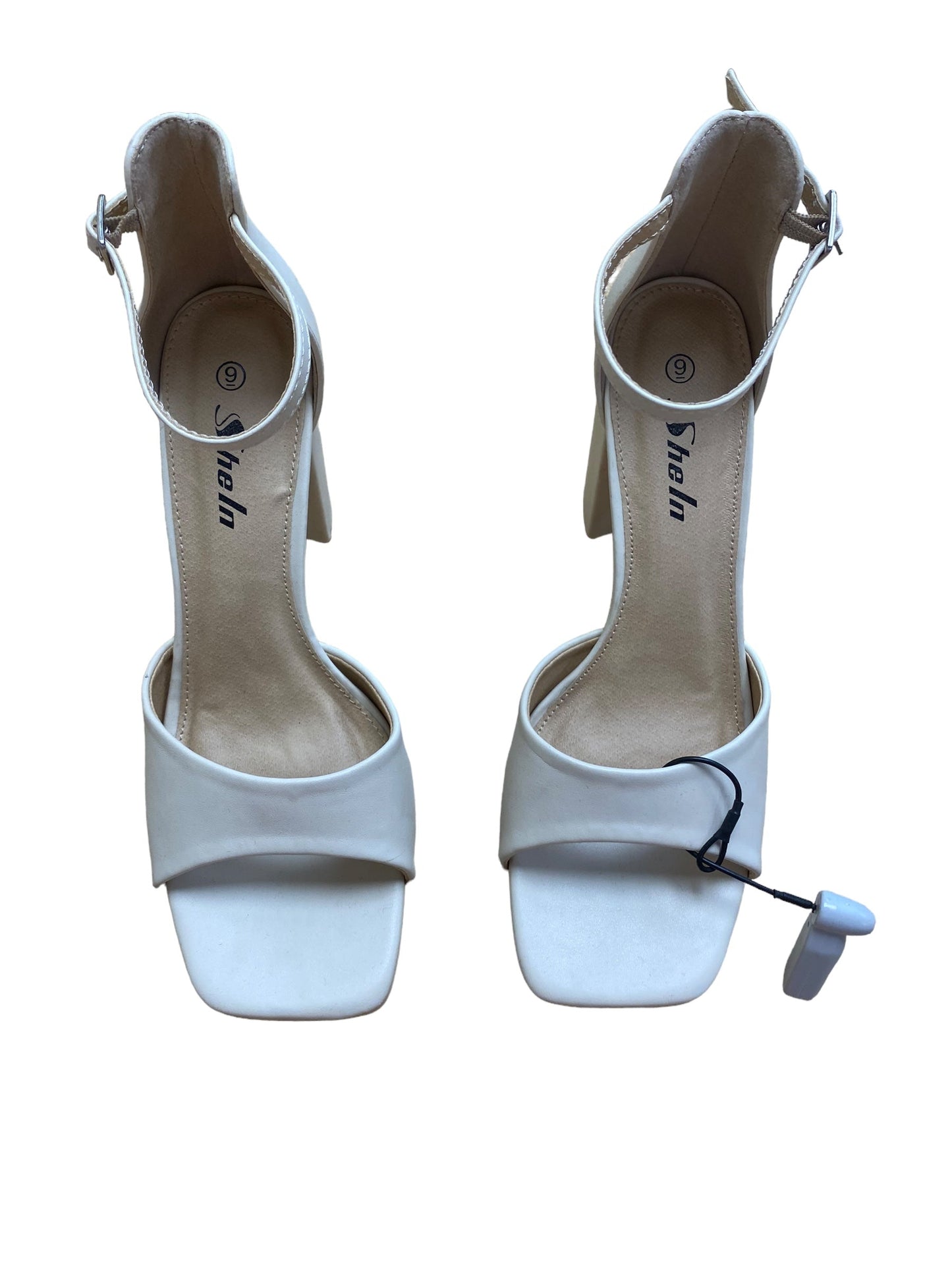 Cream Shoes Heels Block Shein, Size 9