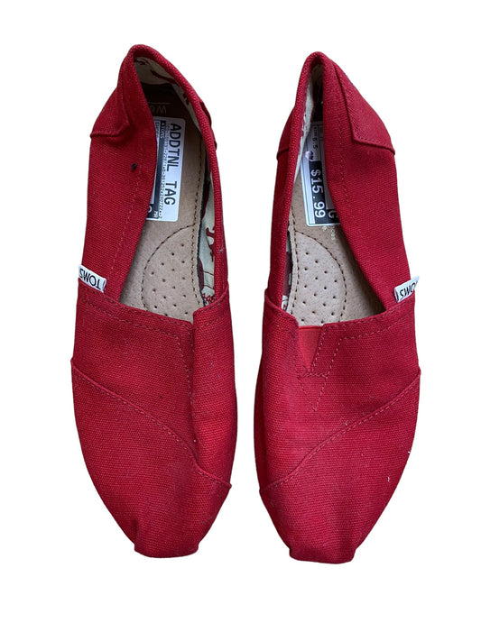 Red Shoes Flats Toms, Size 6.5