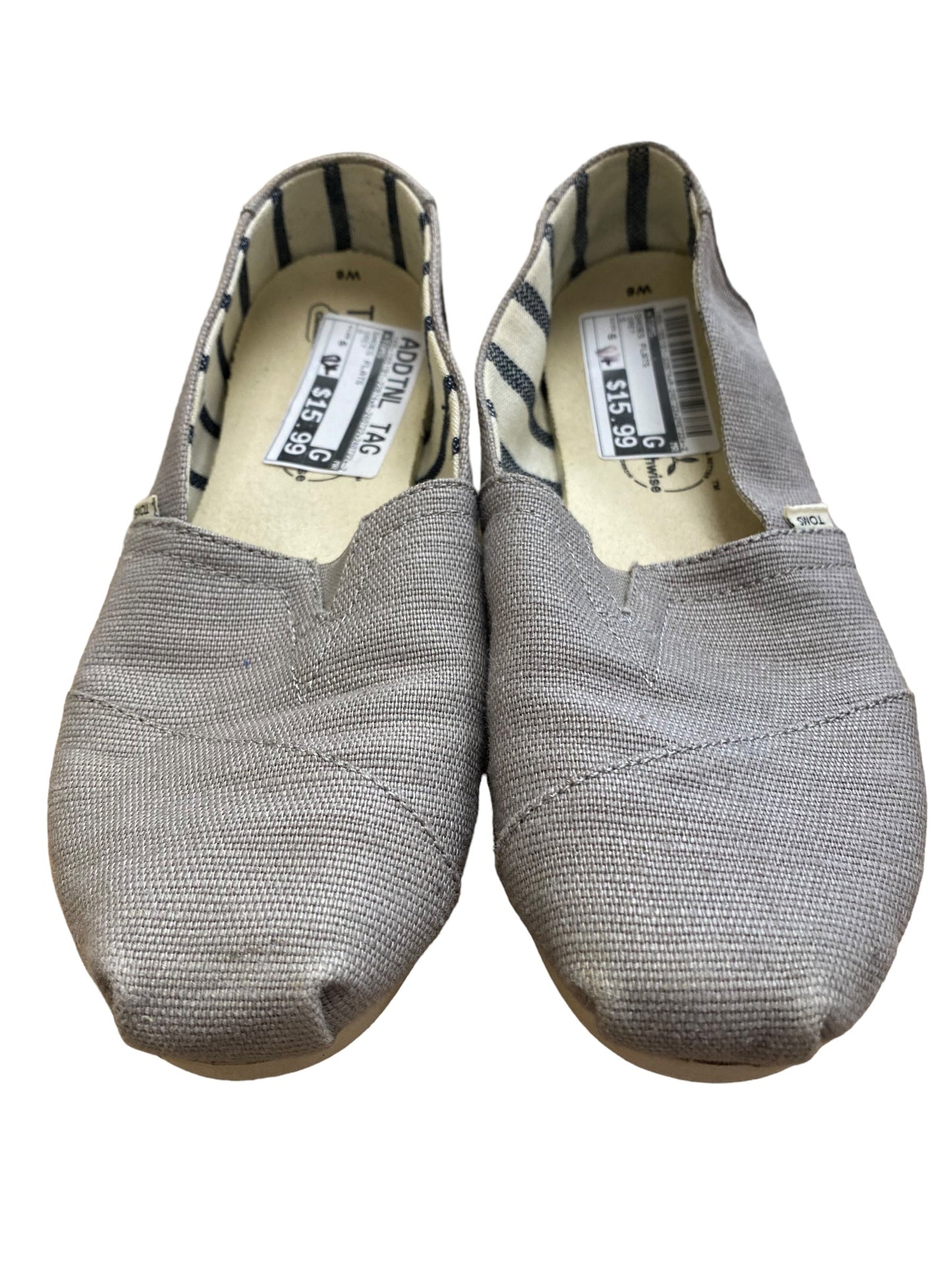 Grey Shoes Flats Toms, Size 6