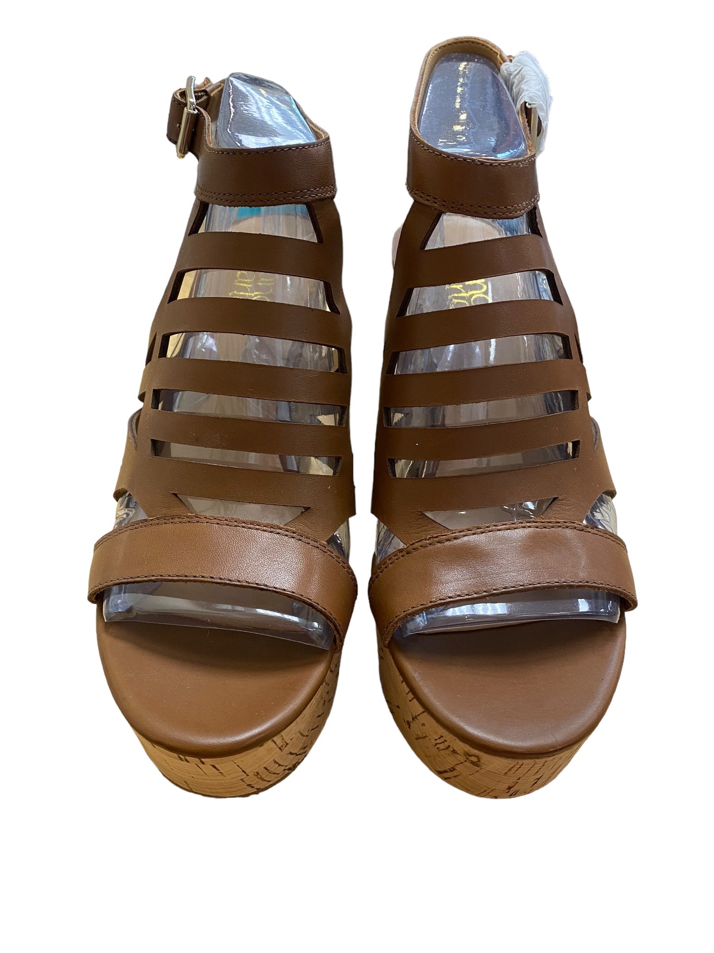 Brown Shoes Heels Block Franco Sarto, Size 7