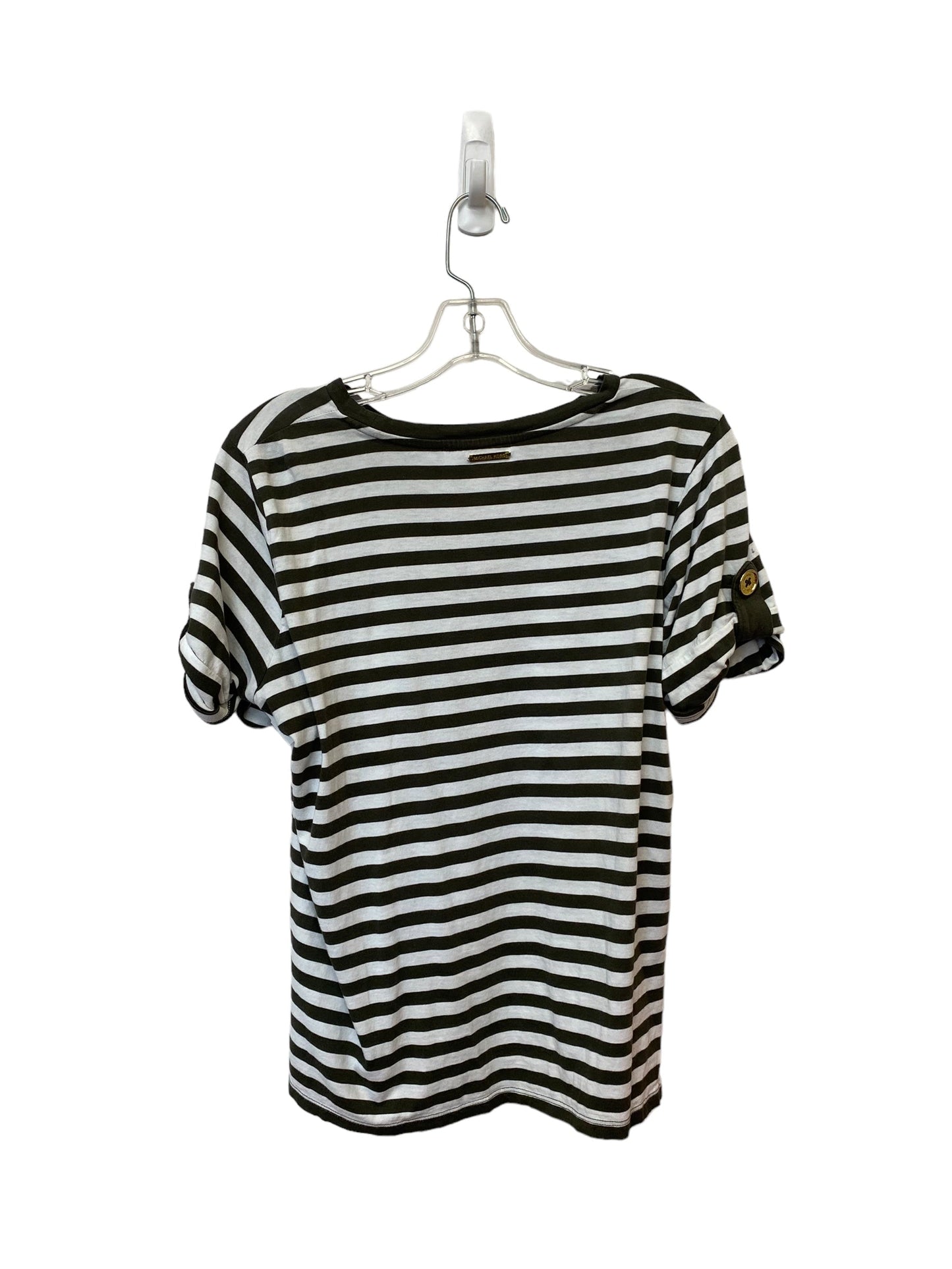 Striped Pattern Top Short Sleeve Michael By Michael Kors, Size M