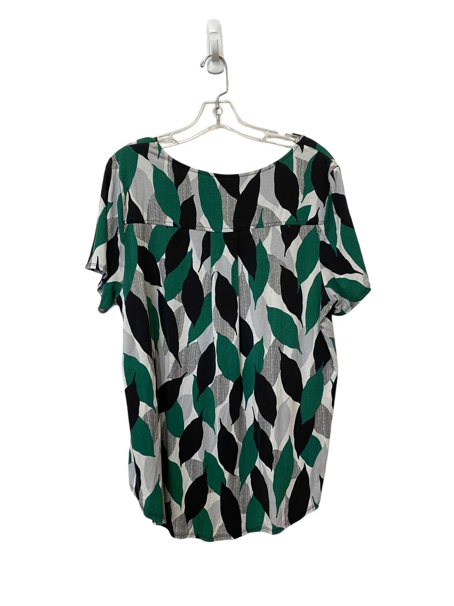 Black & Green Top Short Sleeve Alfani, Size 2x