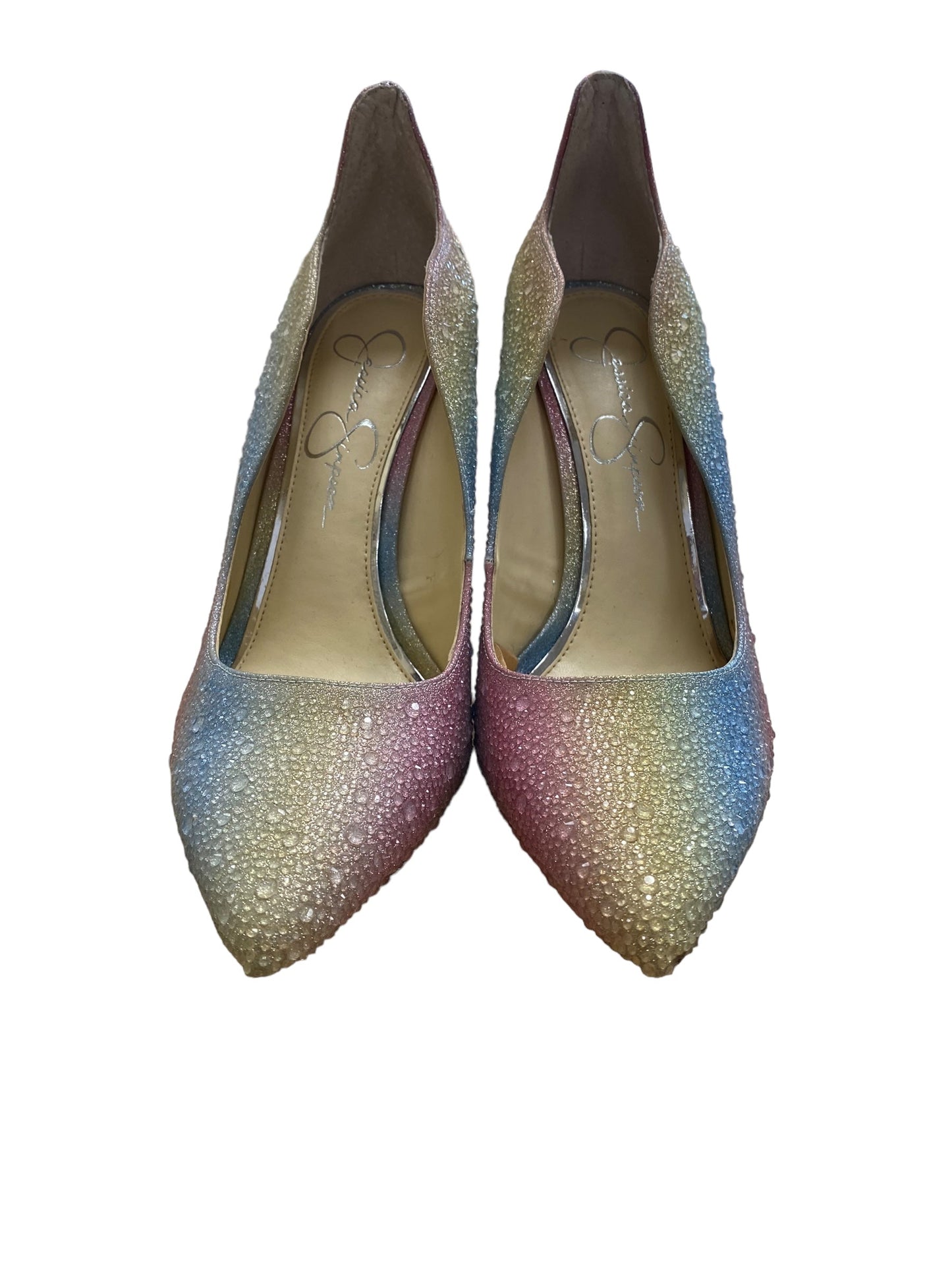 Shoes Heels Stiletto By Jessica Simpson In Rainbow Print, Size: 8.5