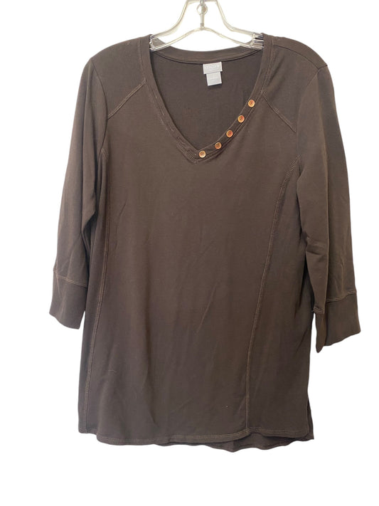 Tunic 3/4 Sleeve By Chicos In Brown, Size: 2