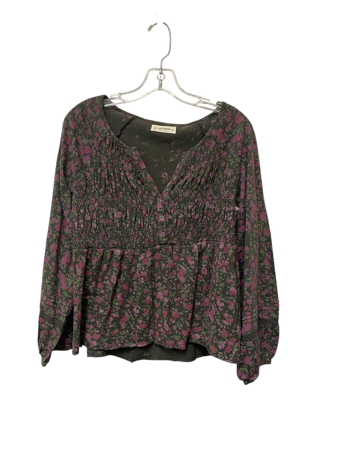 Top Long Sleeve By Lucky Brand In Floral Print, Size: Xs