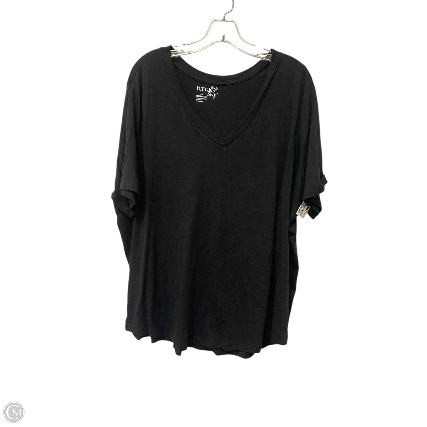 Top Short Sleeve Basic By Terra & Sky In Black, Size: 2x