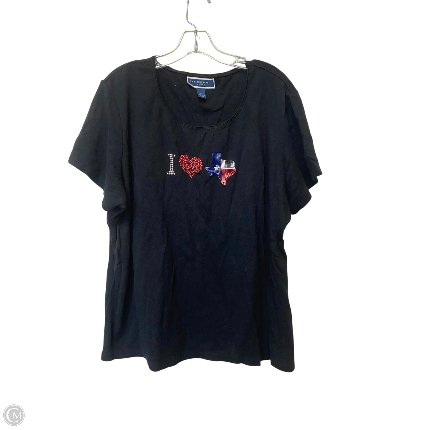 Top Short Sleeve By Karen Scott In Black, Size: 3x