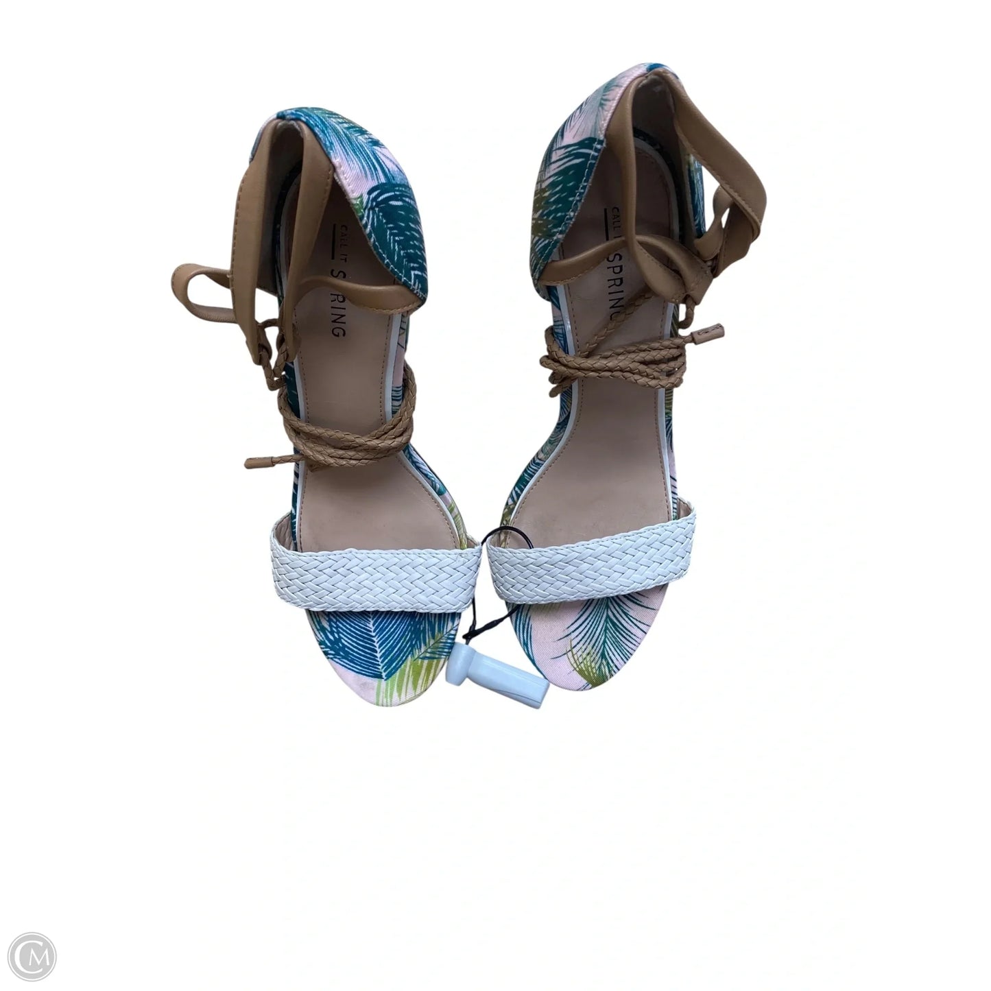 Sandals Heels Block By Call It Spring In Tropical Print, Size: 9