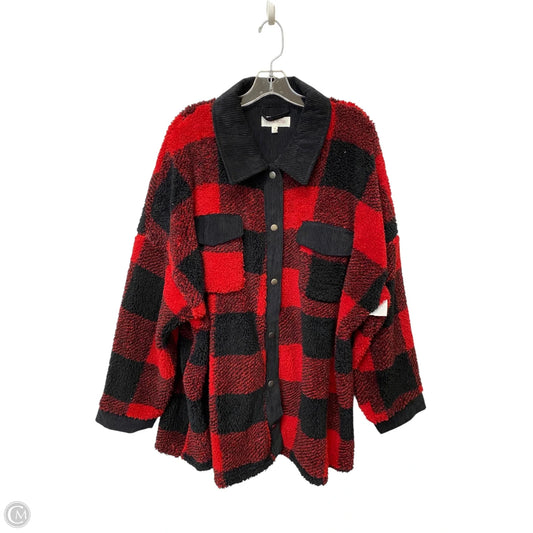 Jacket Faux Fur & Sherpa By Pink Rose In Red, Size: 3x