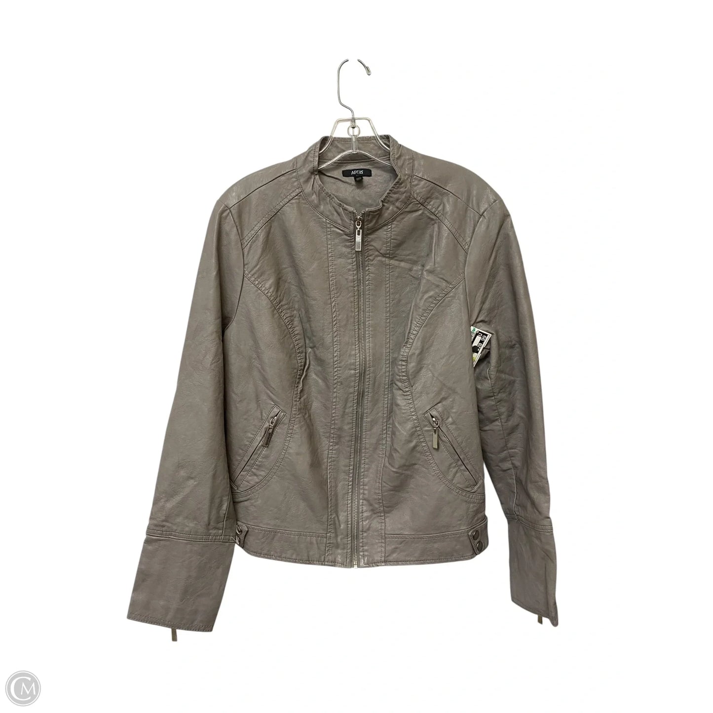 Jacket Moto By Apt 9 In Grey, Size: Xxl