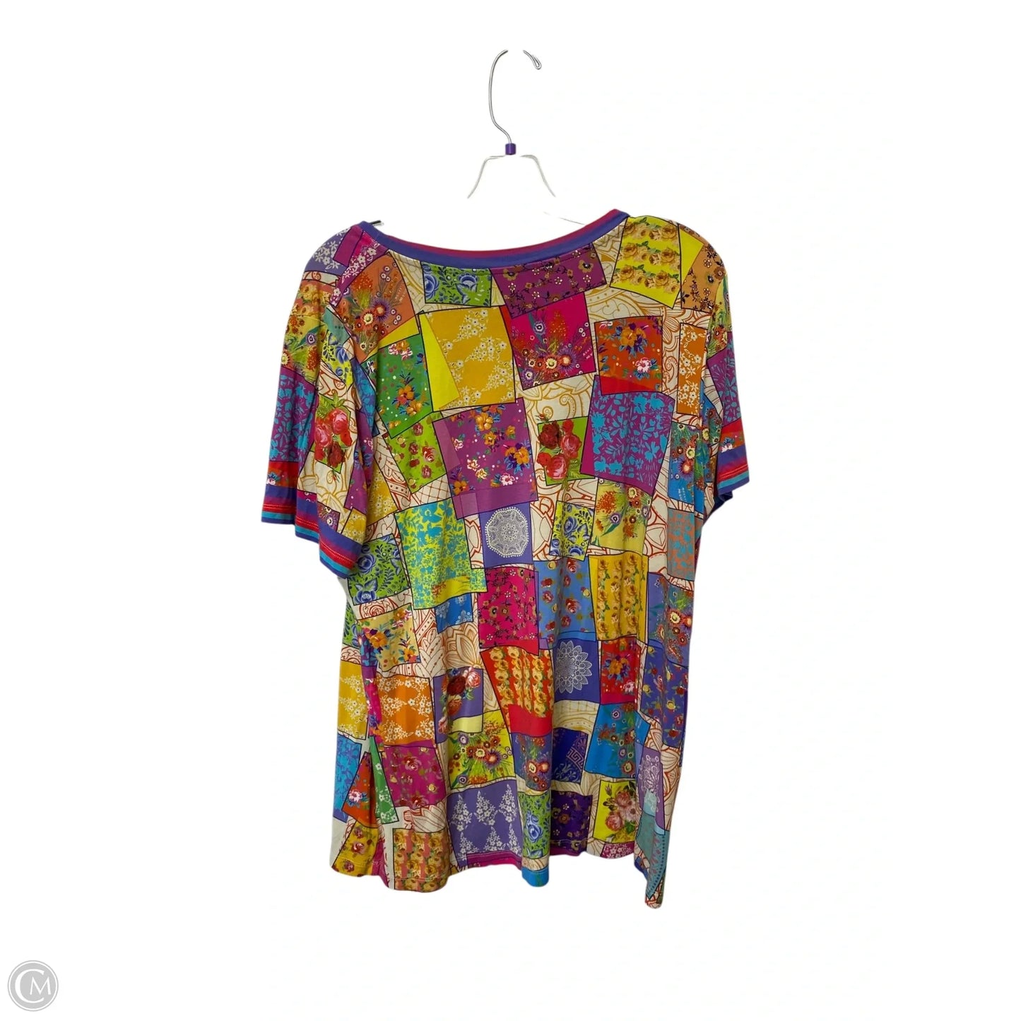 Top Short Sleeve By Johnny Was In Multi-colored, Size: Xxl