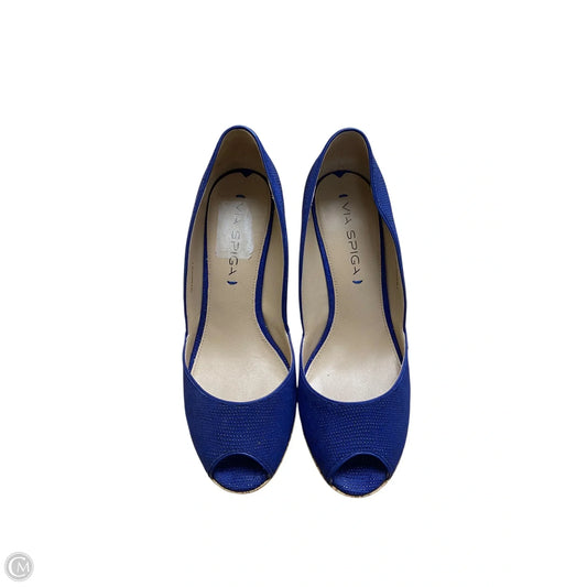 Shoes Heels Wedge By Via Spiga In Blue, Size: 6.5