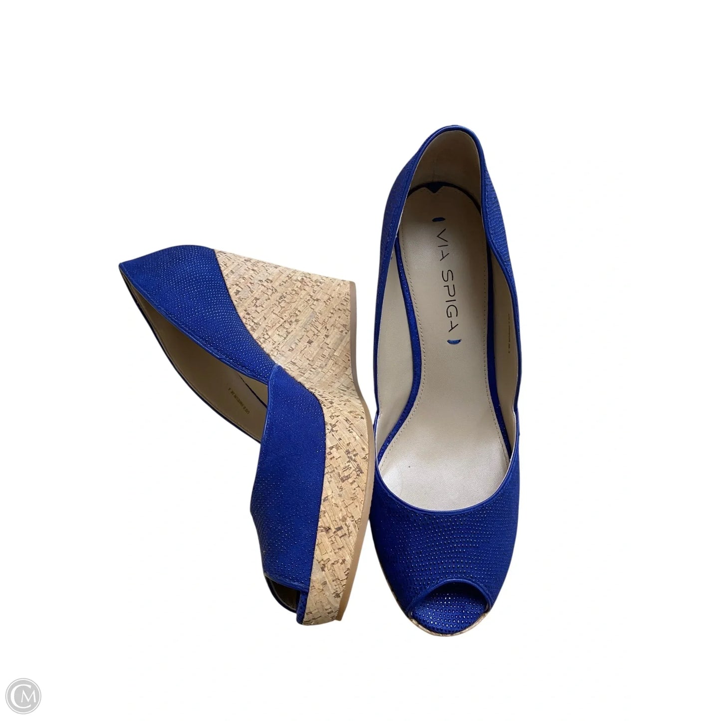 Shoes Heels Wedge By Via Spiga In Blue, Size: 6.5