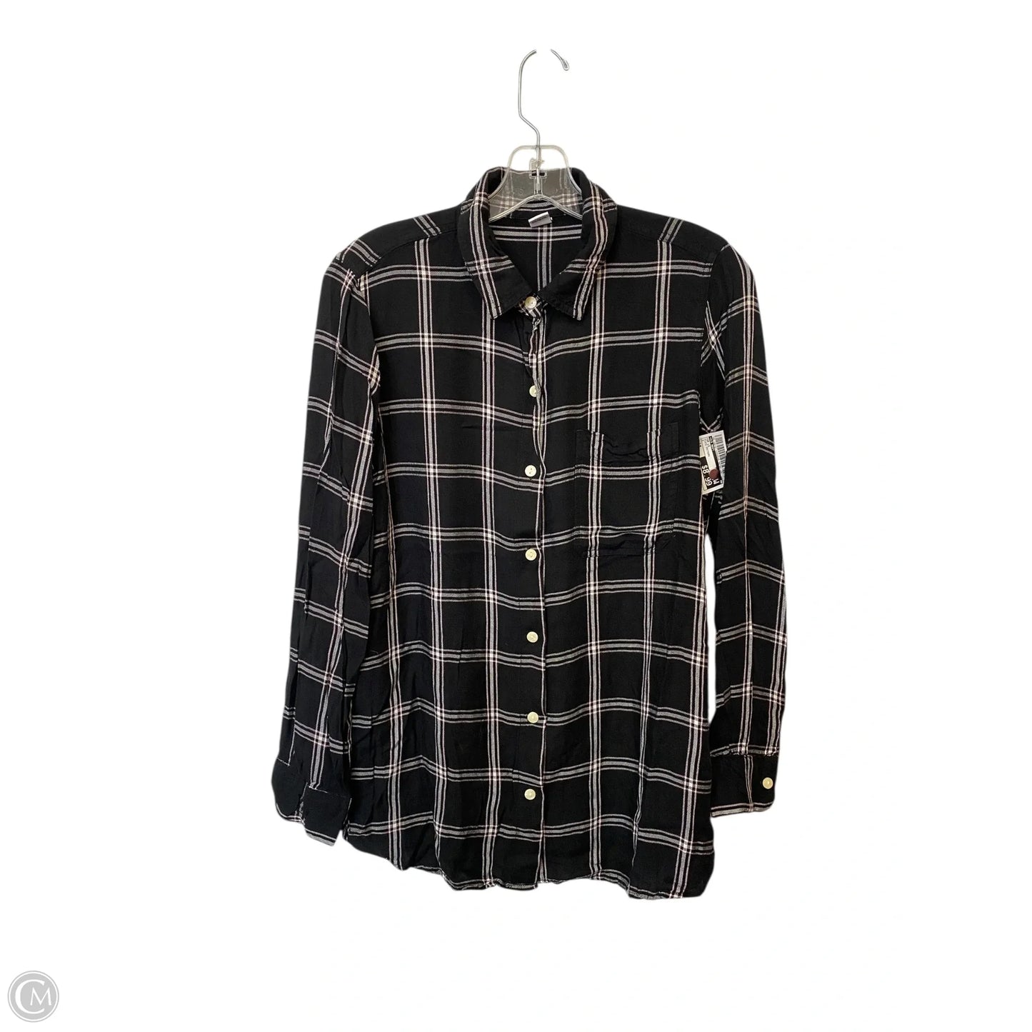 Top Long Sleeve By Old Navy In Plaid Pattern, Size: M