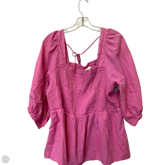 Top Short Sleeve By Ava & Viv In Ivory, Size: 1x