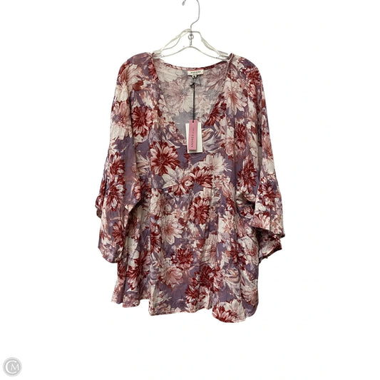 Top Long Sleeve By Andree By Unit In Floral Print, Size: 3x