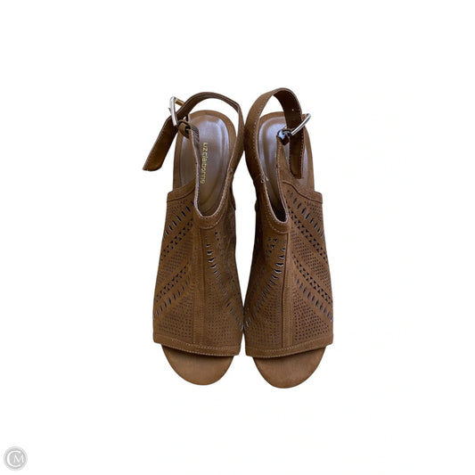 Shoes Heels Wedge By Liz Claiborne In Brown, Size: 11