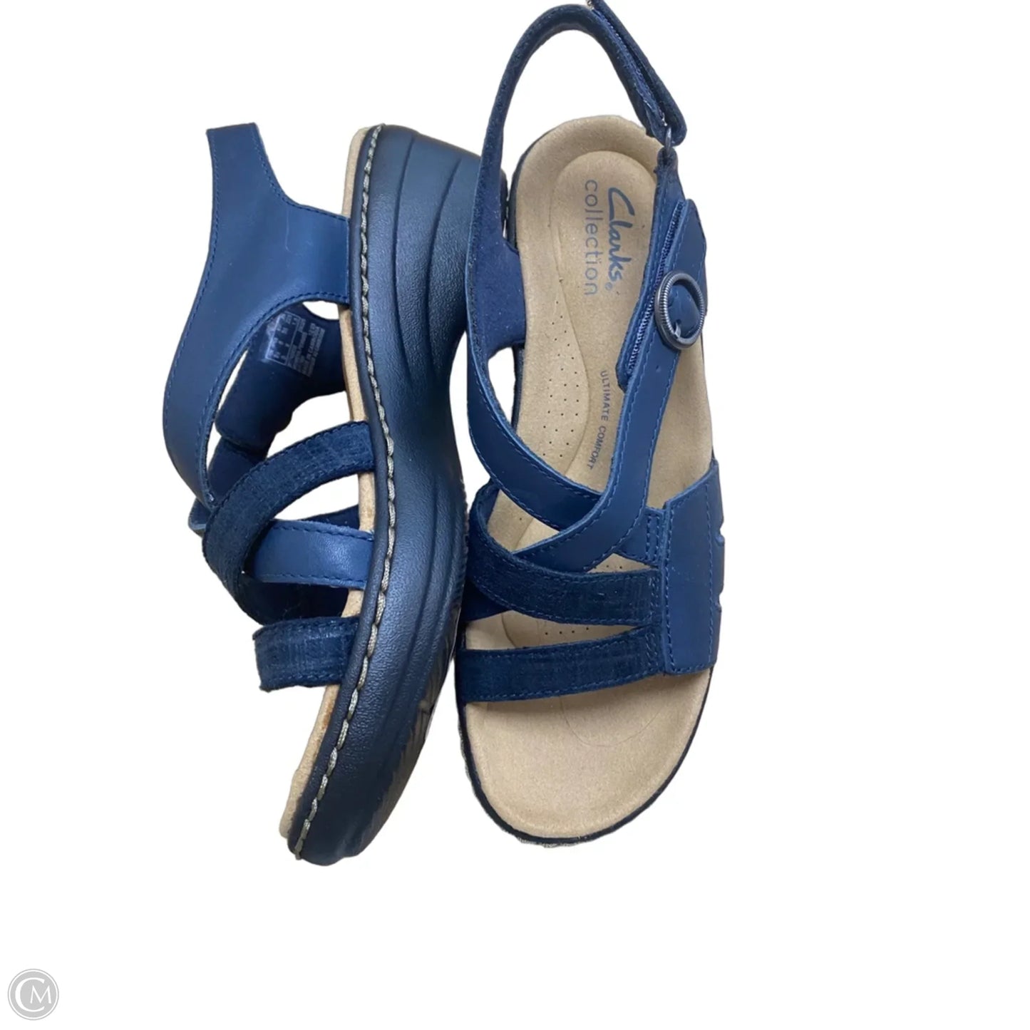 Sandals Flats By Clarks In Navy, Size: 6