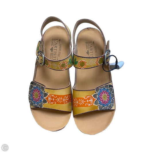 Sandals Heels Wedge By Spring Step In Floral Print, Size: 5