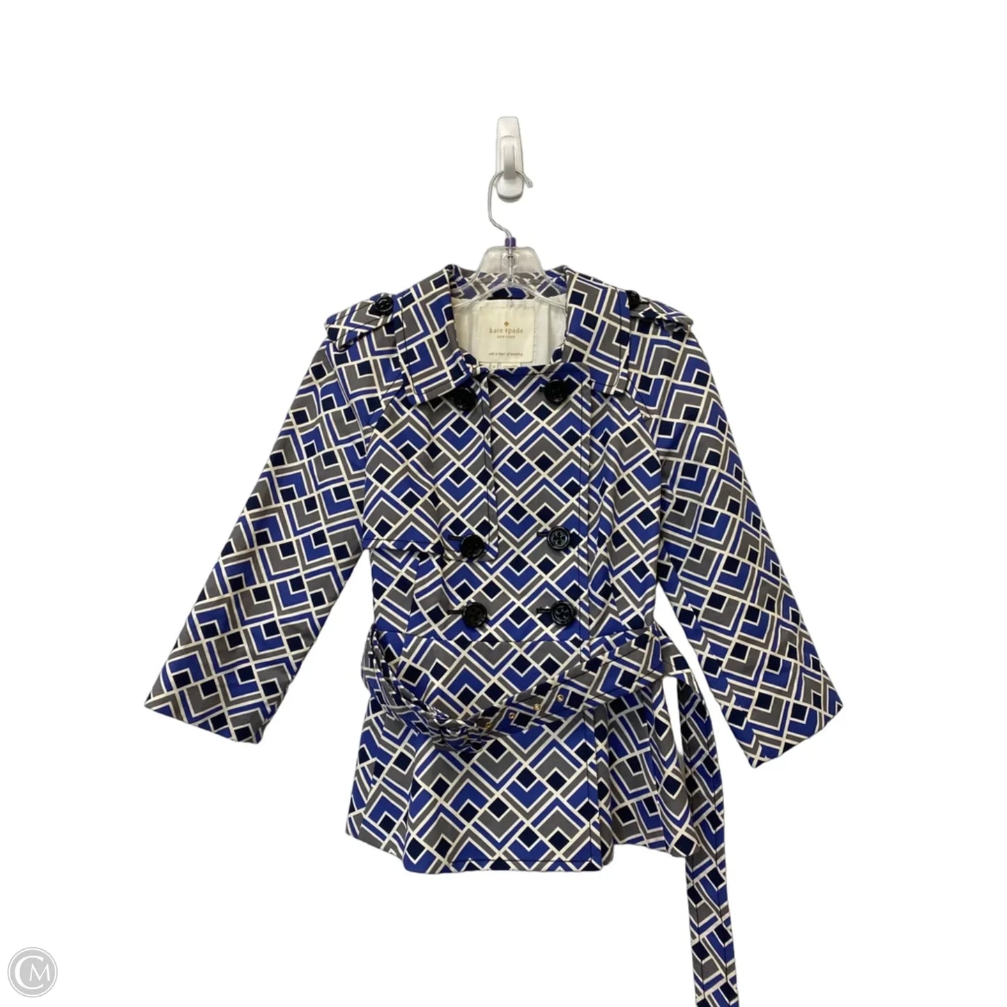 Jacket Designer By Kate Spade In Blue & Grey, Size: 0