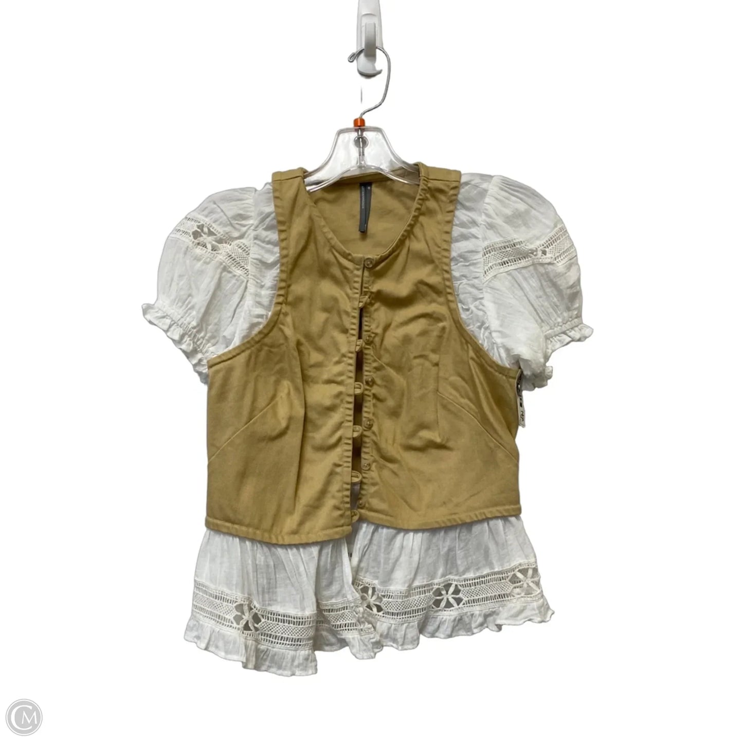 Top Short Sleeve By Anthropologie In Tan, Size: Xs