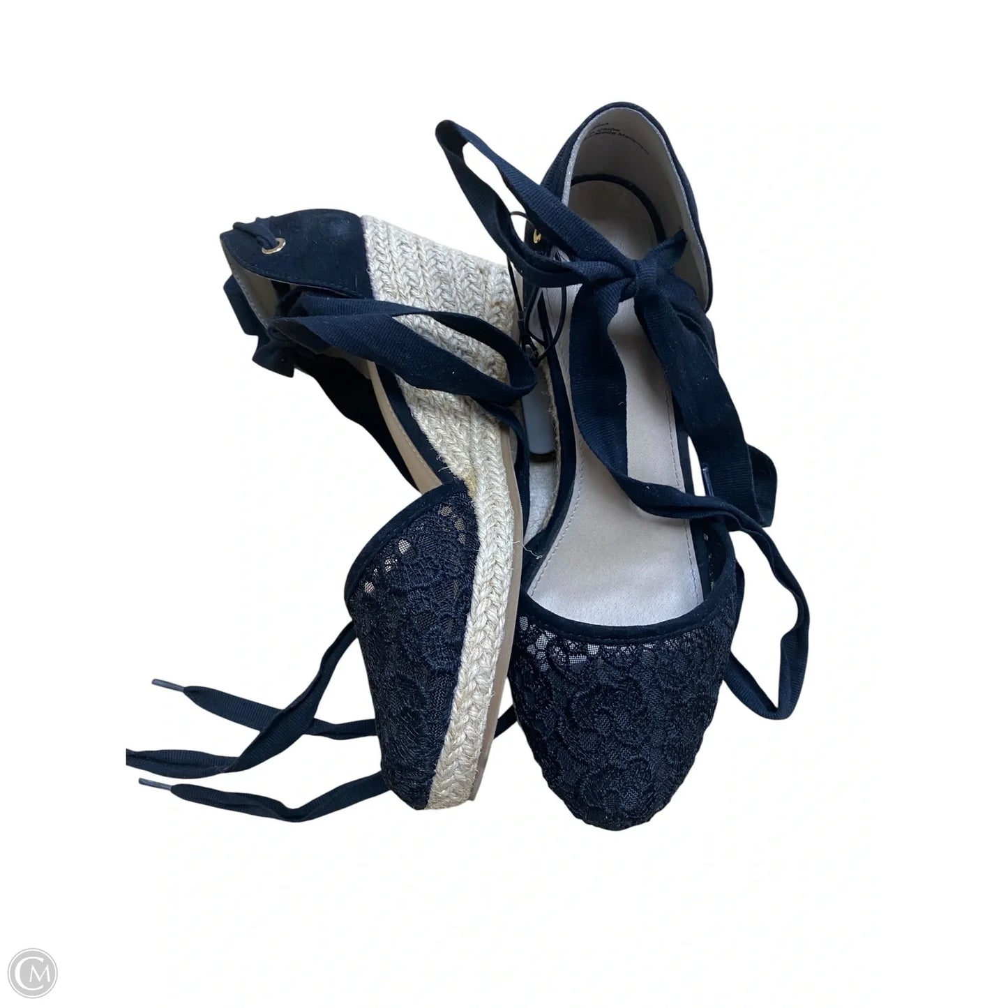 Sandals Heels Wedge By Clothes Mentor In Black, Size: 7.5