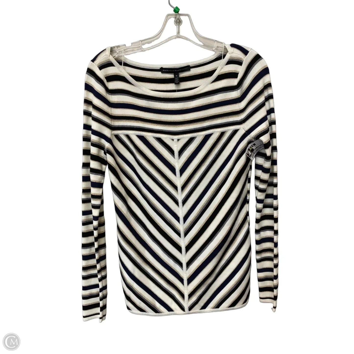 Top Long Sleeve By White House Black Market In Striped Pattern, Size: M